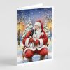 Japanese Chin with Santa Claus Greeting Cards Pack of 8 Blank Cards with Envelopes Whimsical A7 Size 5x7