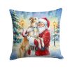 Borzoi/ with Santa Claus Throw Pillow Decorative Indoor Outdoor Accent Cushion for Couch, Bed or Patio, 14Hx14W