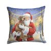 Wirehaired Pointing Griffon with Santa Claus Throw Pillow Decorative Indoor Outdoor Accent Cushion for Couch, Bed or Patio, 14Hx14W