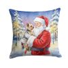 Yorkie with Santa Claus Throw Pillow Decorative Indoor Outdoor Accent Cushion for Couch, Bed or Patio, 14Hx14W