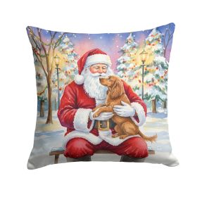Boykin Spaniel with Santa Claus Throw Pillow Decorative Indoor Outdoor Accent Cushion for Couch, Bed or Patio, 14Hx14W
