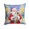 Shih Tzu with Santa Claus Throw Pillow Decorative Indoor Outdoor Accent Cushion for Couch, Bed or Patio, 14Hx14W