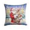 Scottish Deerhound with Santa Claus Throw Pillow Decorative Indoor Outdoor Accent Cushion for Couch, Bed or Patio, 14Hx14W