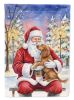 Boykin Spaniel with Santa Claus House Flag Large Porch Sleeve Pole Decorative Outside Yard Banner Artwork Wall Hanging, Polyester, House Size