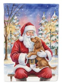 Boykin Spaniel with Santa Claus House Flag Large Porch Sleeve Pole Decorative Outside Yard Banner Artwork Wall Hanging, Polyester, House Size
