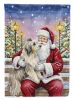 Bearded Collie with Santa Claus House Flag Large Porch Sleeve Pole Decorative Outside Yard Banner Artwork Wall Hanging, Polyester, House Size