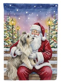 Bearded Collie with Santa Claus House Flag Large Porch Sleeve Pole Decorative Outside Yard Banner Artwork Wall Hanging, Polyester, House Size