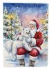 Samoyed with Santa Claus House Flag Large Porch Sleeve Pole Decorative Outside Yard Banner Artwork Wall Hanging, Polyester, House Size, Multicolor