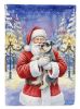 Schnauzer with Santa Claus House Flag Large Porch Sleeve Pole Decorative Outside Yard Banner Artwork Wall Hanging, Polyester, House Size, Multicolor