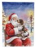 German Wirehaired Pointer with Santa Claus House Flag Large Porch Sleeve Pole Decorative Outside Yard Banner Artwork Wall Hanging, Polyester