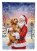 Labradoodle with Santa Claus House Flag Large Porch Sleeve Pole Decorative Outside Yard Banner Artwork Wall Hanging, Polyester, House Size, Multicolor