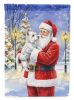 Westie with Santa Claus House Flag Large Porch Sleeve Pole Decorative Outside Yard Banner Artwork Wall Hanging, Polyester, House Size, Multicolor