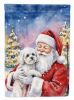 Bichon Frise with Santa Claus House Flag Large Porch Sleeve Pole Decorative Outside Yard Banner Artwork Wall Hanging, Polyester, House Size