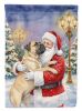 Bullmastiff with Santa Claus House Flag Large Porch Sleeve Pole Decorative Outside Yard Banner Artwork Wall Hanging, Polyester, House Size, Multicolor