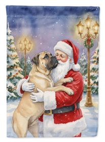 Bullmastiff with Santa Claus House Flag Large Porch Sleeve Pole Decorative Outside Yard Banner Artwork Wall Hanging, Polyester, House Size, Multicolor