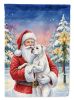 White Boxer with Santa Claus House Flag Large Porch Sleeve Pole Decorative Outside Yard Banner Artwork Wall Hanging, Polyester, House Size, Multicolor