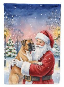 Boxer with Santa Claus House Flag Large Porch Sleeve Pole Decorative Outside Yard Banner Artwork Wall Hanging, Polyester, House Size, Multicolor
