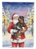 Rottweiler with Santa Claus House Flag Large Porch Sleeve Pole Decorative Outside Yard Banner Artwork Wall Hanging, Polyester, House Size, Multicolor
