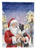 Border Collie with Santa Claus House Flag Large Porch Sleeve Pole Decorative Outside Yard Banner Artwork Wall Hanging, Polyester, House Size