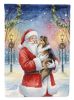 Sheltie with Santa Claus House Flag Large Porch Sleeve Pole Decorative Outside Yard Banner Artwork Wall Hanging, Polyester, House Size, Multicolor