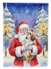 Shih Tzu with Santa Claus House Flag Large Porch Sleeve Pole Decorative Outside Yard Banner Artwork Wall Hanging, Polyester, House Size, Multicolor