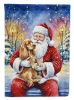 Cocker Spaniel with Santa Claus House Flag Large Porch Sleeve Pole Decorative Outside Yard Banner Artwork Wall Hanging, Polyester, House Size