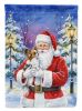 Papillon with Santa Claus House Flag Large Porch Sleeve Pole Decorative Outside Yard Banner Artwork Wall Hanging, Polyester, House Size, Multicolor