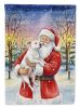 White Pit Bull Terrier with Santa Claus House Flag Large Porch Sleeve Pole Decorative Outside Yard Banner Artwork Wall Hanging, Polyester, House Size