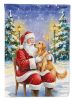 Golden Retriever with Santa Claus House Flag Large Porch Sleeve Pole Decorative Outside Yard Banner Artwork Wall Hanging, Polyester, House Size