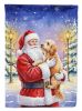 Goldendoodle with Santa Claus House Flag Large Porch Sleeve Pole Decorative Outside Yard Banner Artwork Wall Hanging, Polyester, House Size