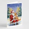 Golden Retriever with Santa Claus Greeting Cards Pack of 8 Blank Cards with Envelopes Whimsical A7 Size 5x7