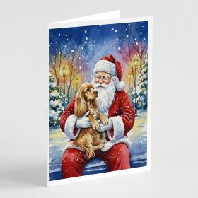 Cocker Spaniel with Santa Claus Greeting Cards Pack of 8 Blank Cards with Envelopes Whimsical A7 Size 5x7
