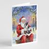 Boston Terrier with Santa Claus Greeting Cards Pack of 8 Blank Cards with Envelopes Whimsical A7 Size 5x7