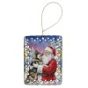 Norwegian Elkhound with Santa Claus Porcelain Ornament Christmas Tree Hanging Decorations for Home Christmas Holiday, Rectangle, Gift, Multicolor