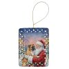 Boxer with Santa Claus Porcelain Ornament Christmas Tree Hanging Decorations for Home Christmas Holiday, Rectangle, Gift, Multicolor