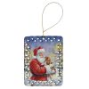 Cavalier Spaniel with Santa Claus Porcelain Ornament Christmas Tree Hanging Decorations for Home Christmas Holiday, Rectangle, Gift, Multicolor
