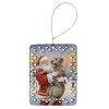 Irish Wolfhound with Santa Claus Porcelain Ornament Christmas Tree Hanging Decorations for Home Christmas Holiday, Rectangle, Gift, Multicolor