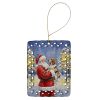 English Setter with Santa Claus Porcelain Ornament Christmas Tree Hanging Decorations for Home Christmas Holiday, Rectangle, Gift, Multicolor