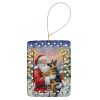 German Shepherd with Santa Claus Porcelain Ornament Christmas Tree Hanging Decorations for Home Christmas Holiday, Rectangle, Gift, Multicolor