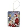Maltipoo with Santa Claus Porcelain Ornament Christmas Tree Hanging Decorations for Home Christmas Holiday, Rectangle, Gift, Multicolor