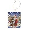 Wirehaired Pointing Griffon with Santa Claus Porcelain Ornament Christmas Tree Hanging Decorations for Home Christmas Holiday, Rectangle, Gift