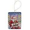 Yorkshire Terrier with Santa Claus Porcelain Ornament Christmas Tree Hanging Decorations for Home Christmas Holiday, Rectangle, Gift, Multicolor