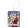Westie with Santa Claus Porcelain Ornament Christmas Tree Hanging Decorations for Home Christmas Holiday, Rectangle, Gift, Multicolor