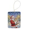English Bulldog with Santa Claus Porcelain Ornament Christmas Tree Hanging Decorations for Home Christmas Holiday, Rectangle, Gift, Multicolor