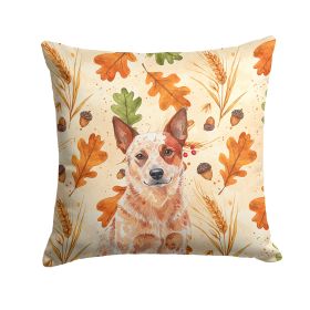 Red Heeler Australian Cattle Dog Heirloom Fall Throw Pillow Decorative Indoor Outdoor Accent Cushion for Couch, Bed or Patio, 14Hx14W