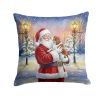 Welsh Springer Spaniel with Santa Claus Throw Pillow Decorative Indoor Outdoor Accent Cushion for Couch, Bed or Patio, 18Hx18W