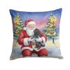 Black Pug with Santa Claus Throw Pillow Decorative Indoor Outdoor Accent Cushion for Couch, Bed or Patio, 18Hx18W