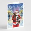 Chocolate Labrador Retriever with Santa Claus Greeting Cards Pack of 8 Blank Cards with Envelopes Whimsical A7 Size 5x7
