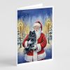 Black Pomeranian with Santa Claus Greeting Cards Pack of 8 Blank Cards with Envelopes Whimsical A7 Size 5x7