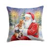 Beagle with Santa Claus Throw Pillow Decorative Indoor Outdoor Accent Cushion for Couch, Bed or Patio, 14Hx14W